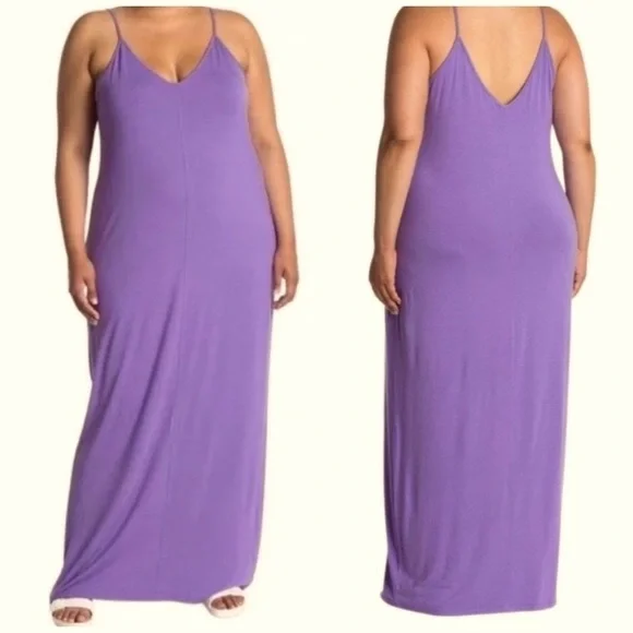 Abound Lavender Soft Knit Spaghetti Strap Maxi Dress Plus Size 3X Lounge Chic - Picture 1 of 8